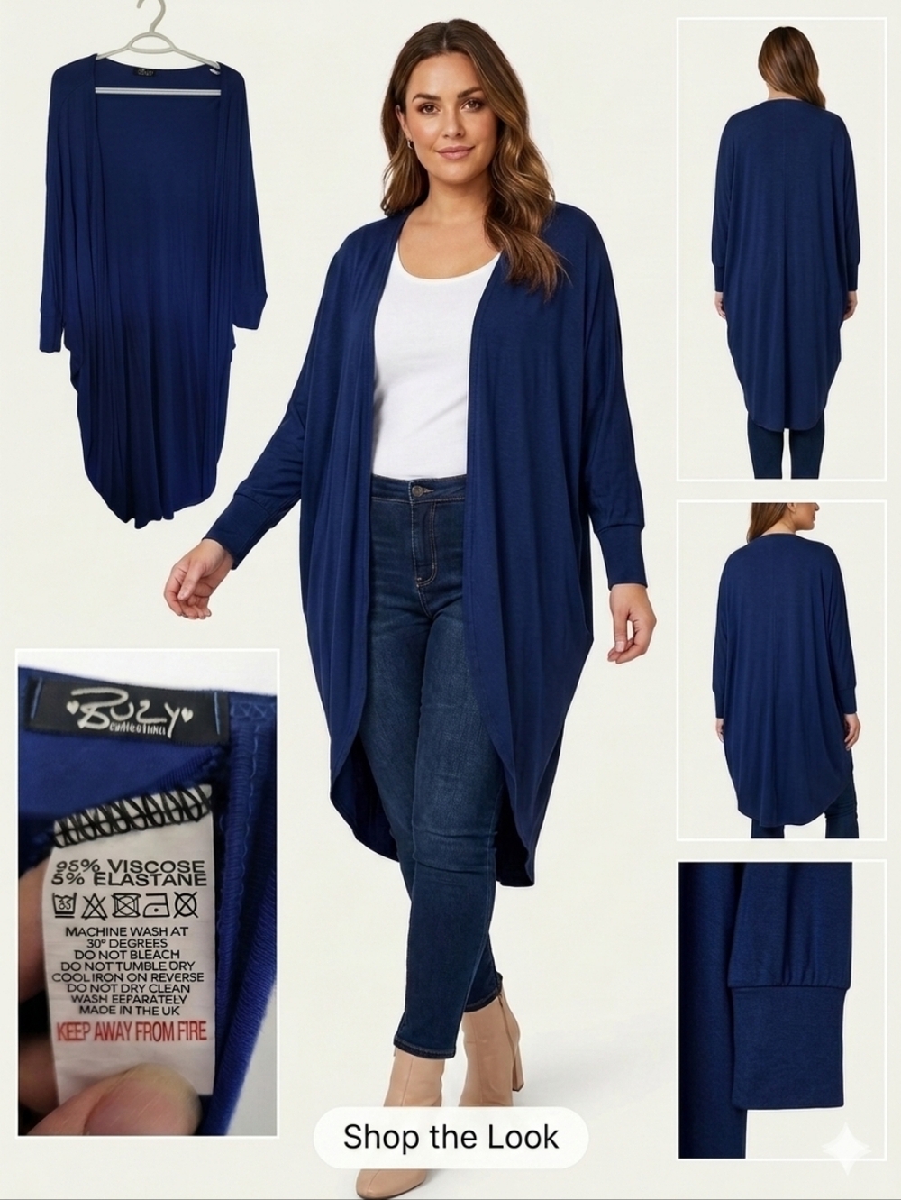 Women's Navy Blue Lightweight Open Cardigan